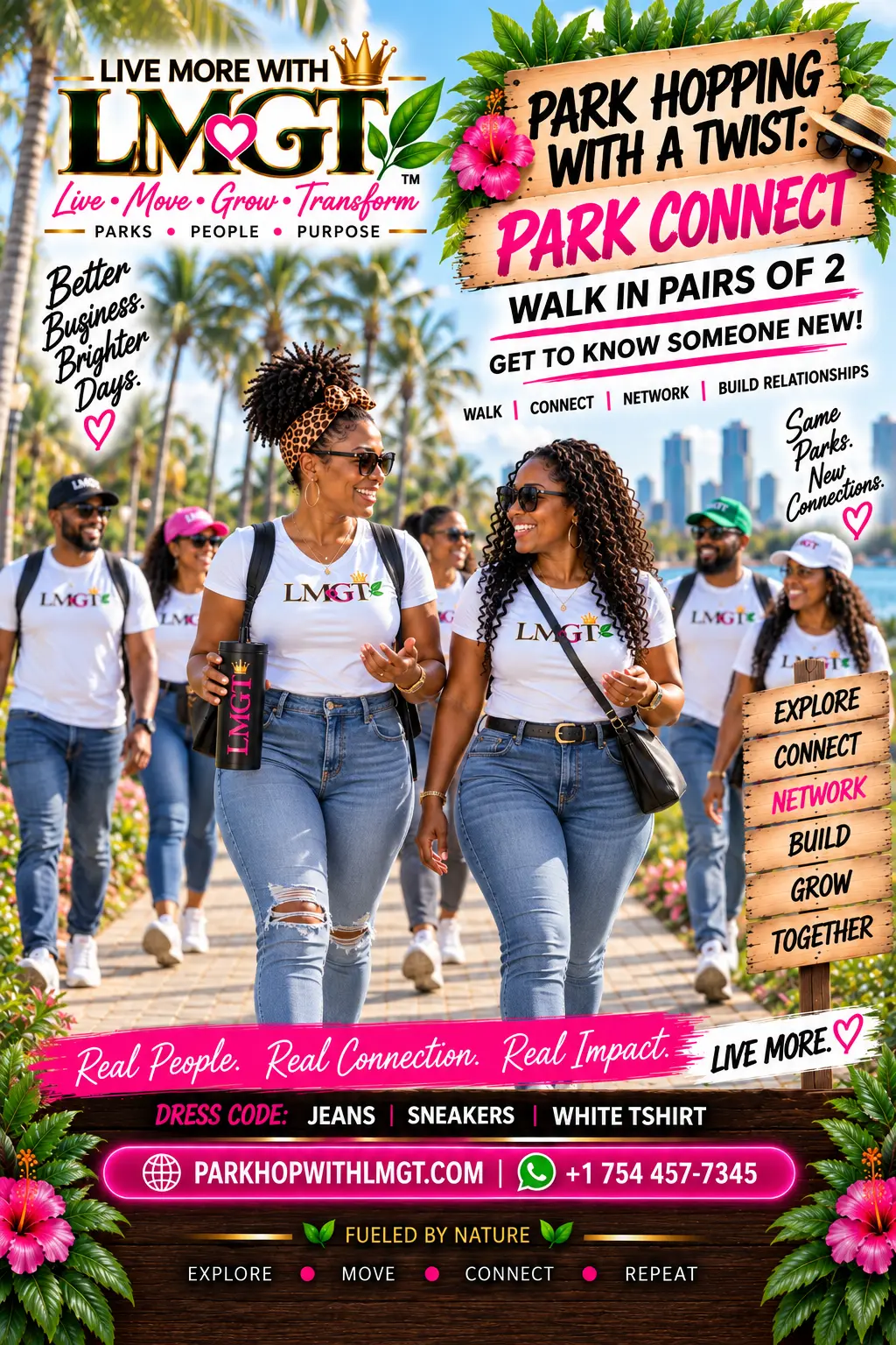 Park Connect advert — walk in pairs of two and get to know someone new.